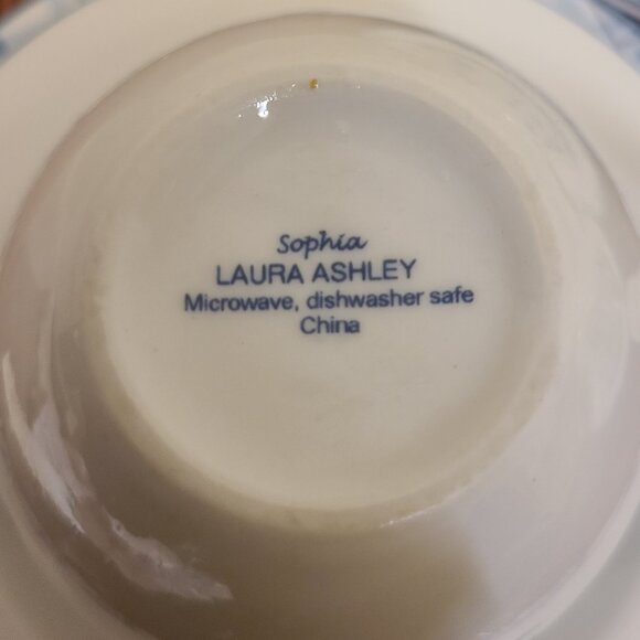 Laura Ashley Sophia Blue White French Country Porcelain Cup & Saucer - Set of 3 - Picture 8 of 11
